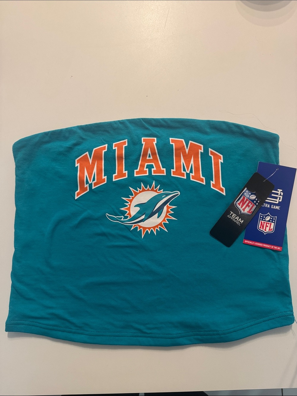 NFL Miami Dolphins Teal & Orange Tube Crop Top